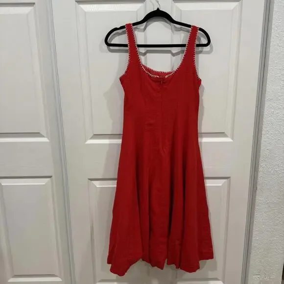 Caroline Constas Whipstitch Trim A-Line Linen Blend Midi Dress Cherry Redsz 4 Caroline Constas Whipstitch Trim A-Line Linen Blend Midi Dress Cherry Redsz 4